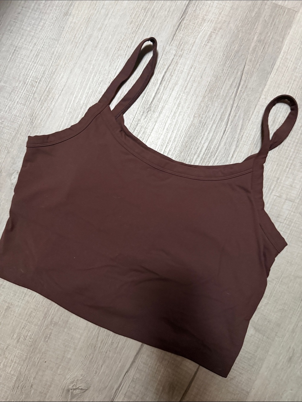 nuuds Chocolate Brown Spaghetti Strap Crop Top